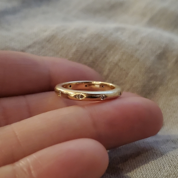 14k yellow gold eternity band with diamonds - Picture 3 of 5